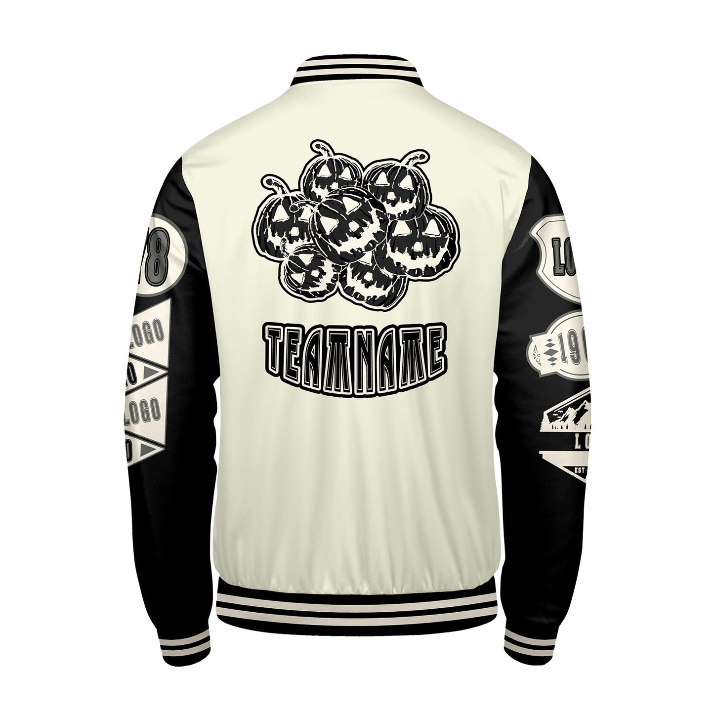 Custom White Black Letterman Varsity Jacket Personalized Embroidery Printing