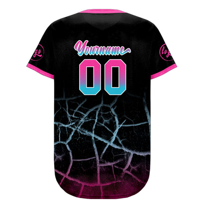 Custom Black Pink Blue Baseball Jersey Personalized Gradient Team Uniforms Shirt with Name Number