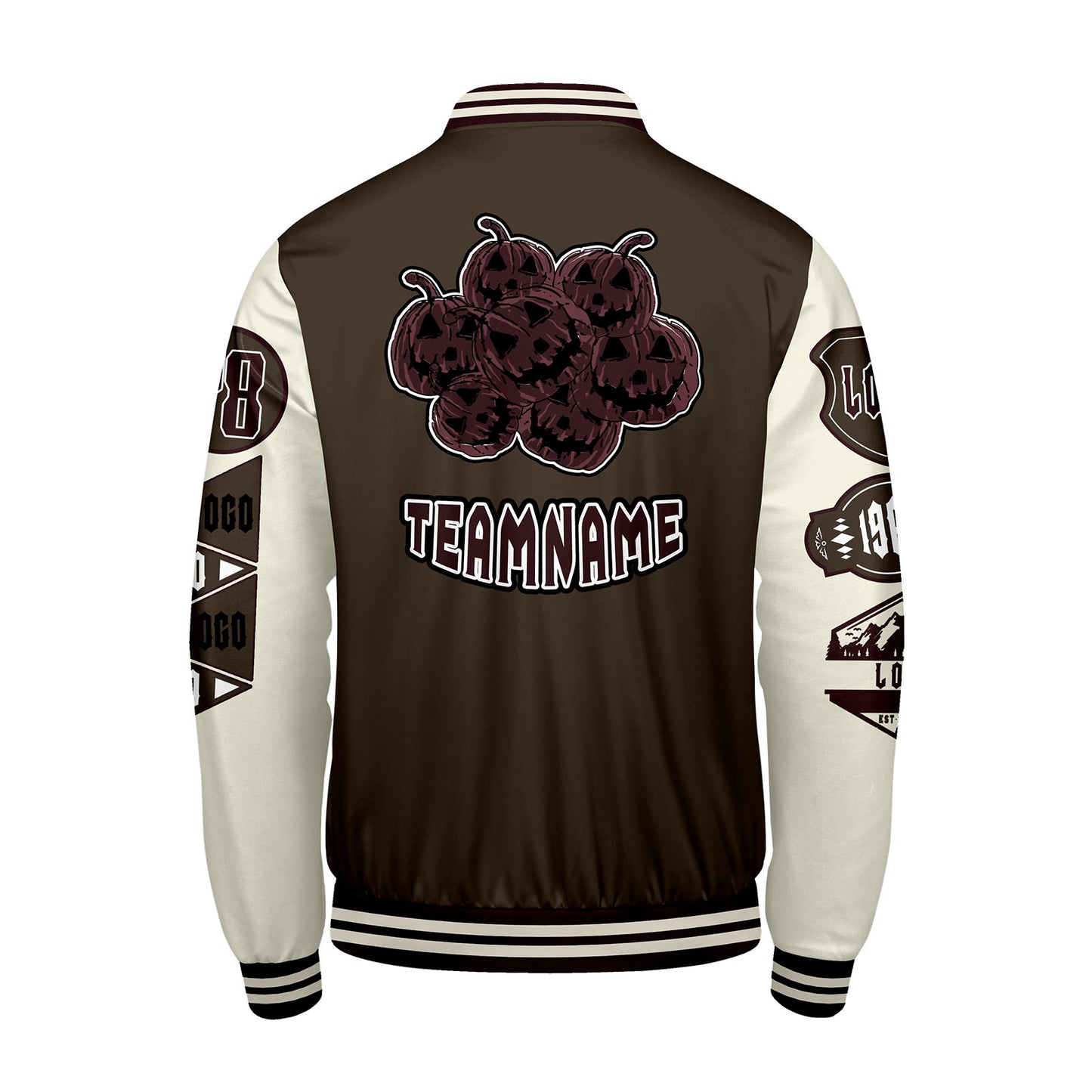 Custom Brown White Letterman Varsity Jacket Personalized Embroidery Printing
