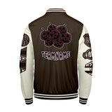 Custom Brown White Letterman Varsity Jacket Personalized Embroidery Printing