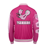 Custom Pink Letterman Varsity Jacket Personalized Embroidery Printing