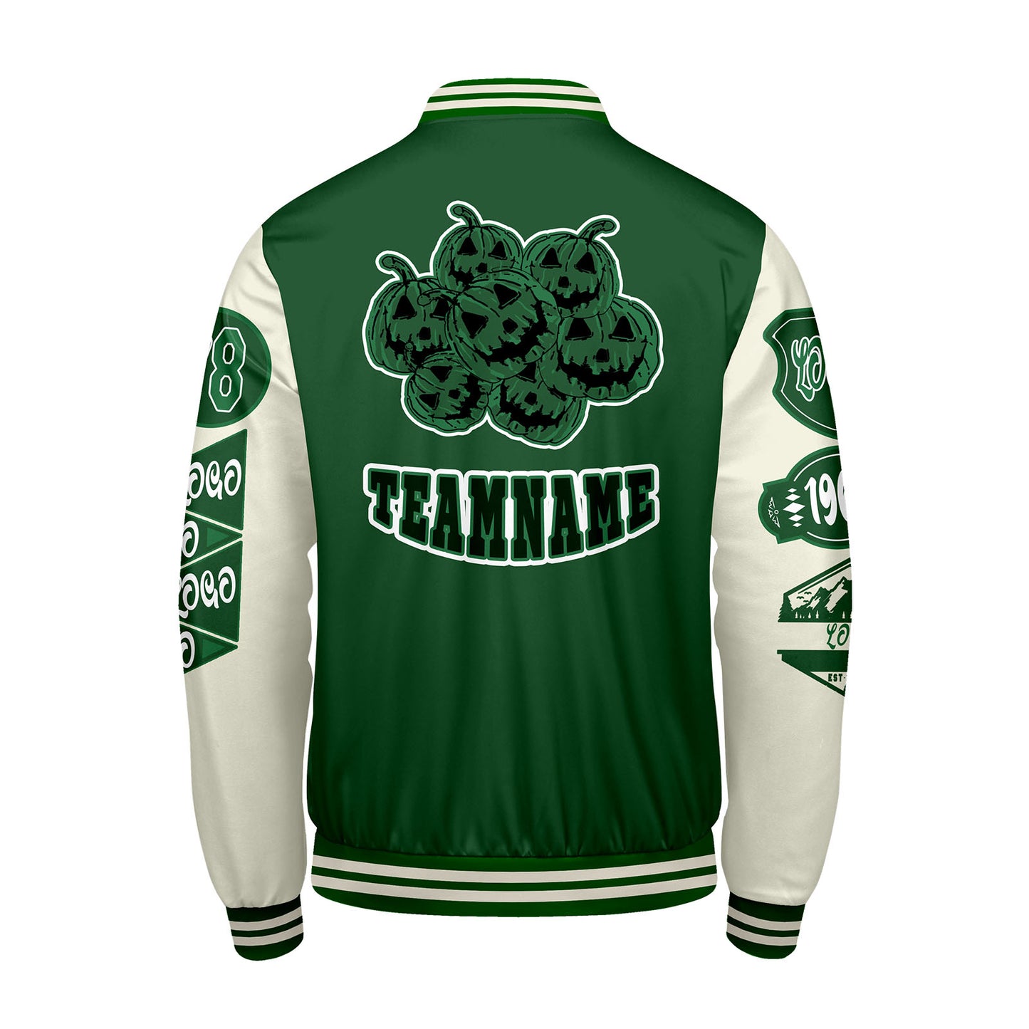 Custom Green White Letterman Varsity Jacket Personalized Embroidery Printing