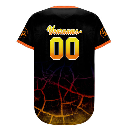 Custom Black Orange Yellow Baseball Jersey Personalized Gradient Team Uniforms Shirt with Name Number