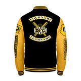 Custom Black Yellow Letterman Varsity Jacket Personalized Embroidery Printing