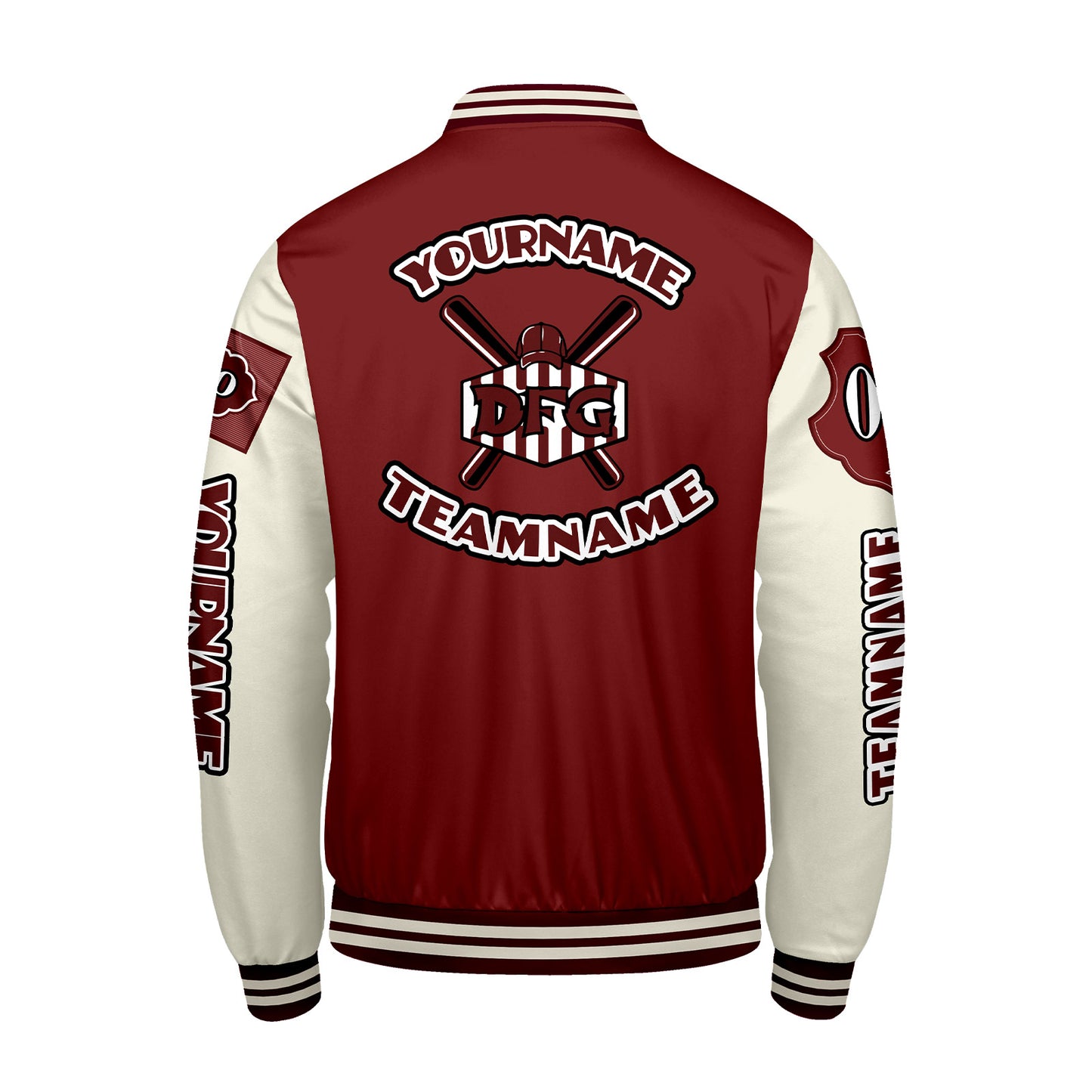 Custom Red White Letterman Varsity Jacket Personalized Embroidery Printing