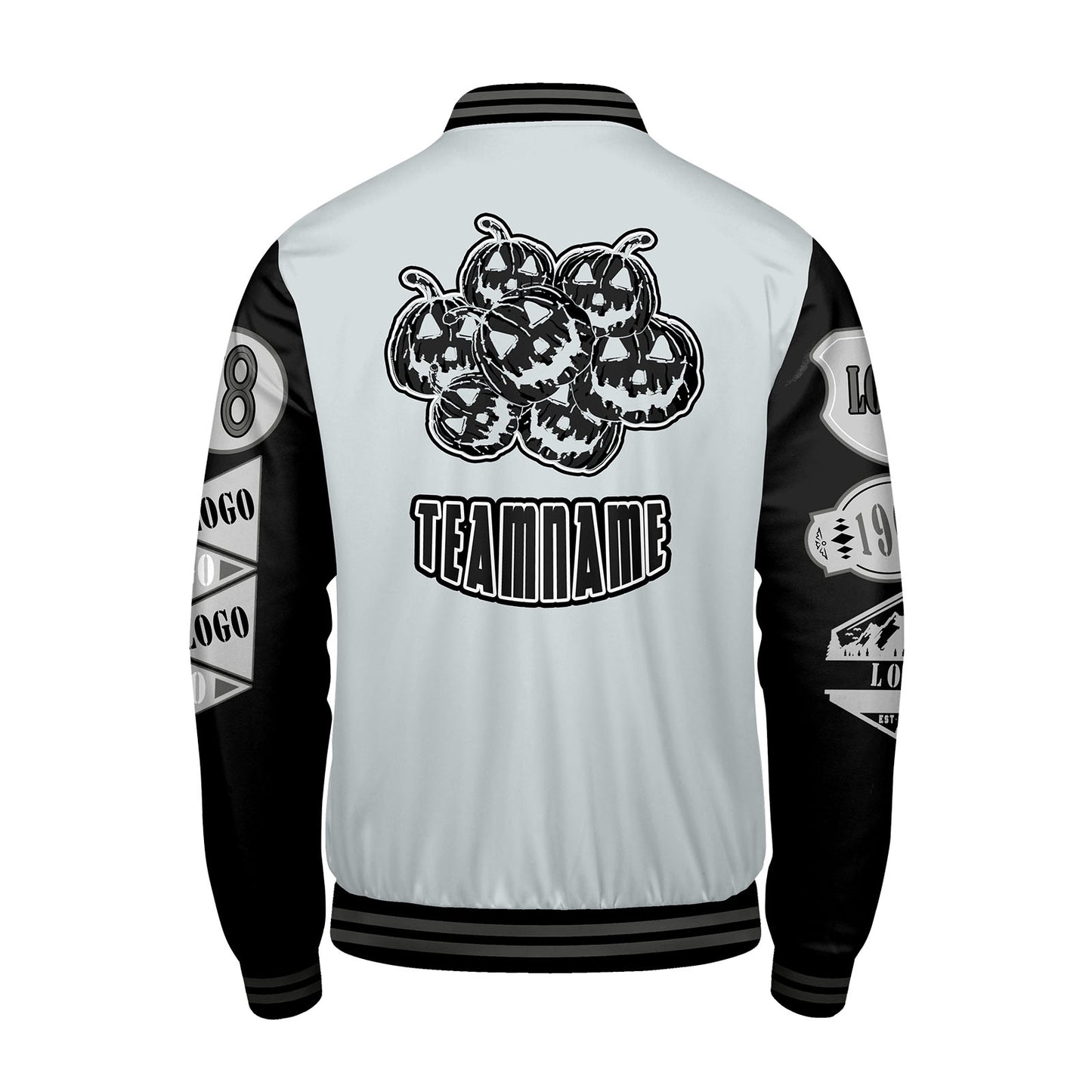 Custom Gray Black Letterman Varsity Jacket Personalized Embroidery Printing