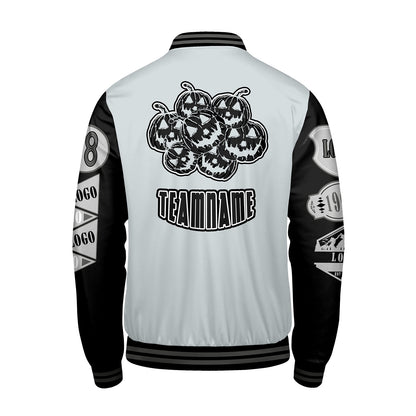 Custom Gray Black Letterman Varsity Jacket Personalized Embroidery Printing