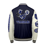 Custom Navy White Letterman Varsity Jacket Personalized Embroidery Printing