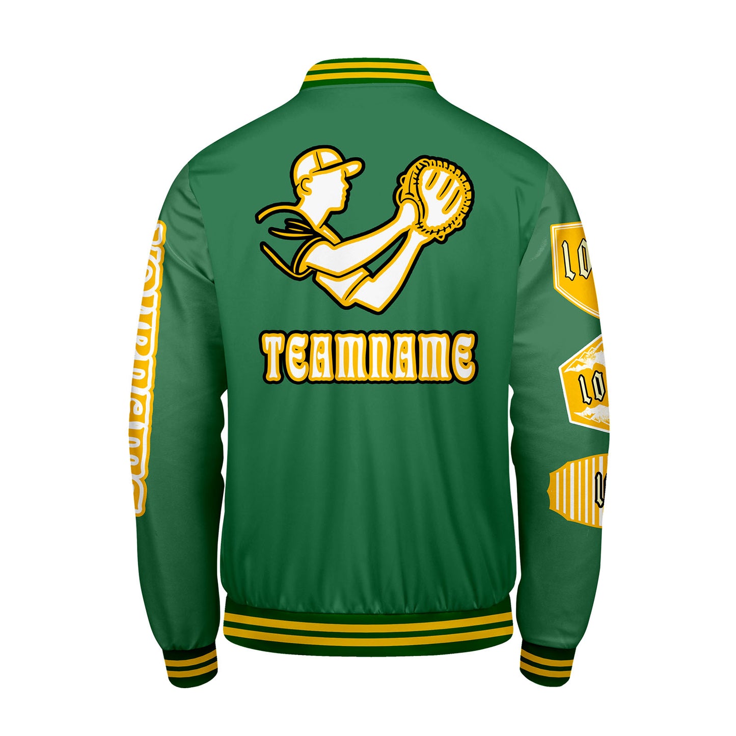 Custom Green Letterman Varsity Jacket Personalized Embroidery Printing