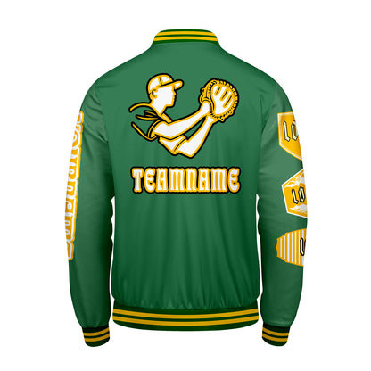 Custom Green Letterman Varsity Jacket Personalized Embroidery Printing