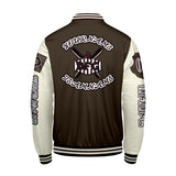 Custom Brown White Letterman Varsity Jacket Personalized Embroidery Printing