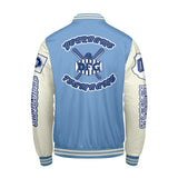 Custom Blue White Letterman Varsity Jacket Personalized Embroidery Printing