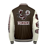 Custom Brown White Letterman Varsity Jacket Personalized Embroidery Printing