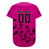 Custom Rose Pink Black Baseball Jersey Personalized Gradient Team Uniforms Shirt with Name Number