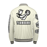 Custom White Letterman Varsity Jacket Personalized Embroidery Printing
