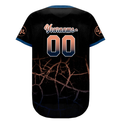 Custom Black Navy Blue Llight Orange Baseball Jersey Personalized Gradient Team Uniforms Shirt with Name Number