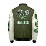 Custom Olive Green White Letterman Varsity Jacket Personalized Embroidery Printing
