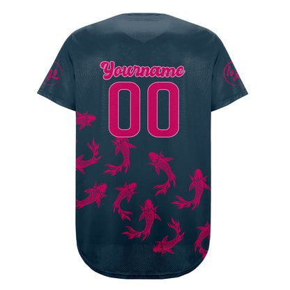 Custom Dark Blue Bright Pink Baseball Jersey Personalized Gradient Team Uniforms Shirt with Name Number