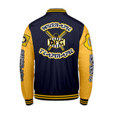 Custom Navy Yellow Letterman Varsity Jacket Personalized Embroidery Printing