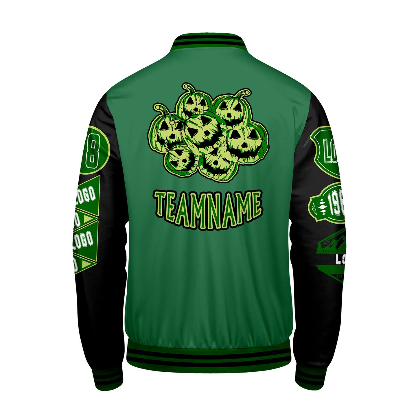 Custom Green Black Letterman Varsity Jacket Personalized Embroidery Printing