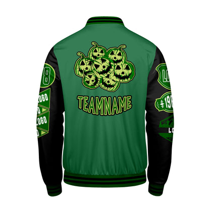 Custom Green Black Letterman Varsity Jacket Personalized Embroidery Printing
