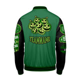 Custom Green Black Letterman Varsity Jacket Personalized Embroidery Printing