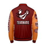 Custom Red Orange Letterman Varsity Jacket Personalized Embroidery Printing