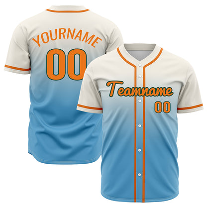 Custom Off White Light Blue Hip Hop Baseball Jersey Stitched Printed - Personalized Name Number Shirts #BB-0919-0071