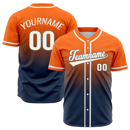 Custom Orange Dark Blue Hip Hop Baseball Jersey Stitched Printed - Personalized Name Number Shirts #BB-0919-0076