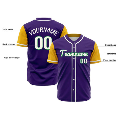 Custom Purple Yellow Hip Hop Baseball Jersey Stitched Printed - Personalized Name Number Shirts #BB-0919-0087