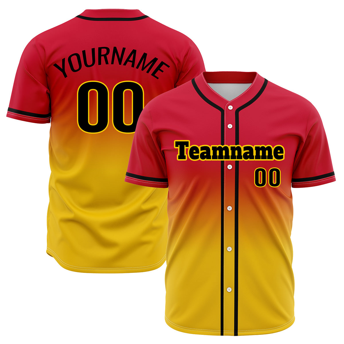 Custom Red Yellow Hip Hop Baseball Jersey Stitched Printed - Personalized Name Number Shirts #BB-0919-0091