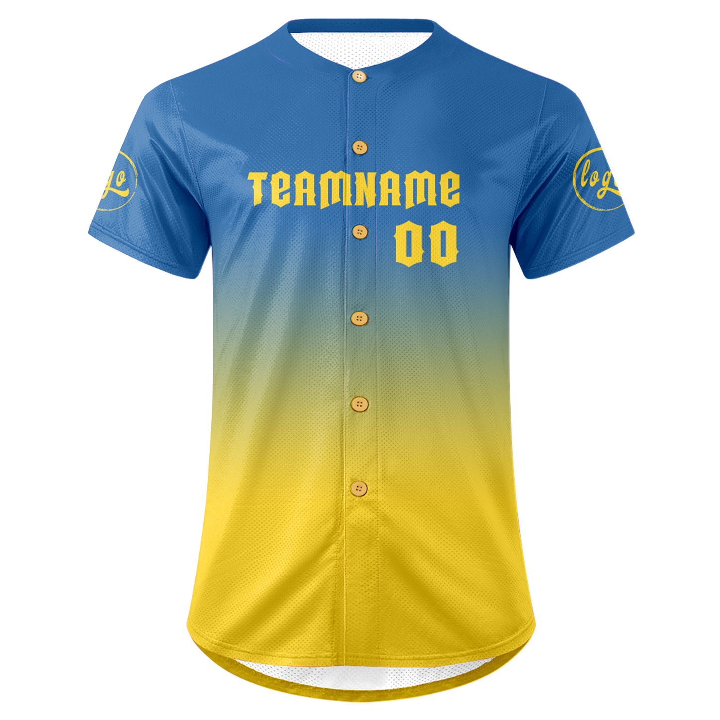Custom Blue Yellow Baseball Jersey Personalized Gradient Team Uniforms Shirt with Name Number