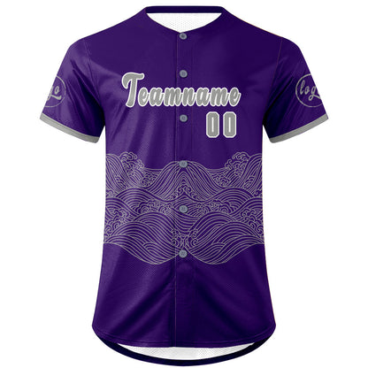 Custom Purple Grey Baseball Jersey Personalized Gradient Team Uniforms Shirt with Name Number