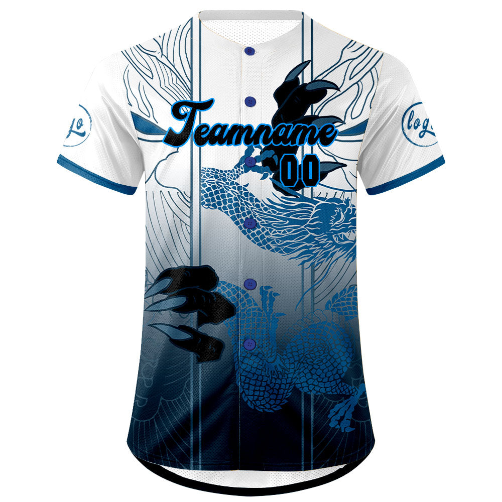 Custom Blue White Baseball Jersey Personalized Gradient Team Uniforms Shirt with Name Number