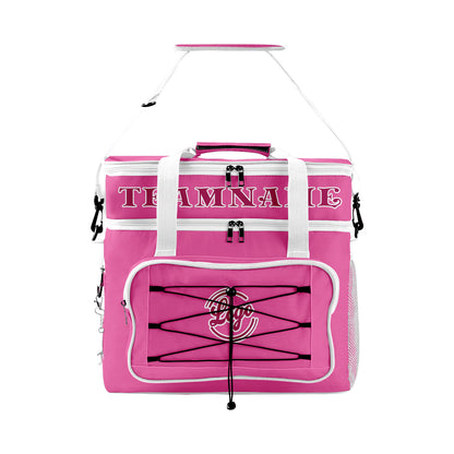 Custom Pink White Double Layer Insulated Cooler Bag - 600D Oxford Waterproof Picnic Tote for Camping, Hiking & BBQ - Large Capacity Thermal Lunch Bag