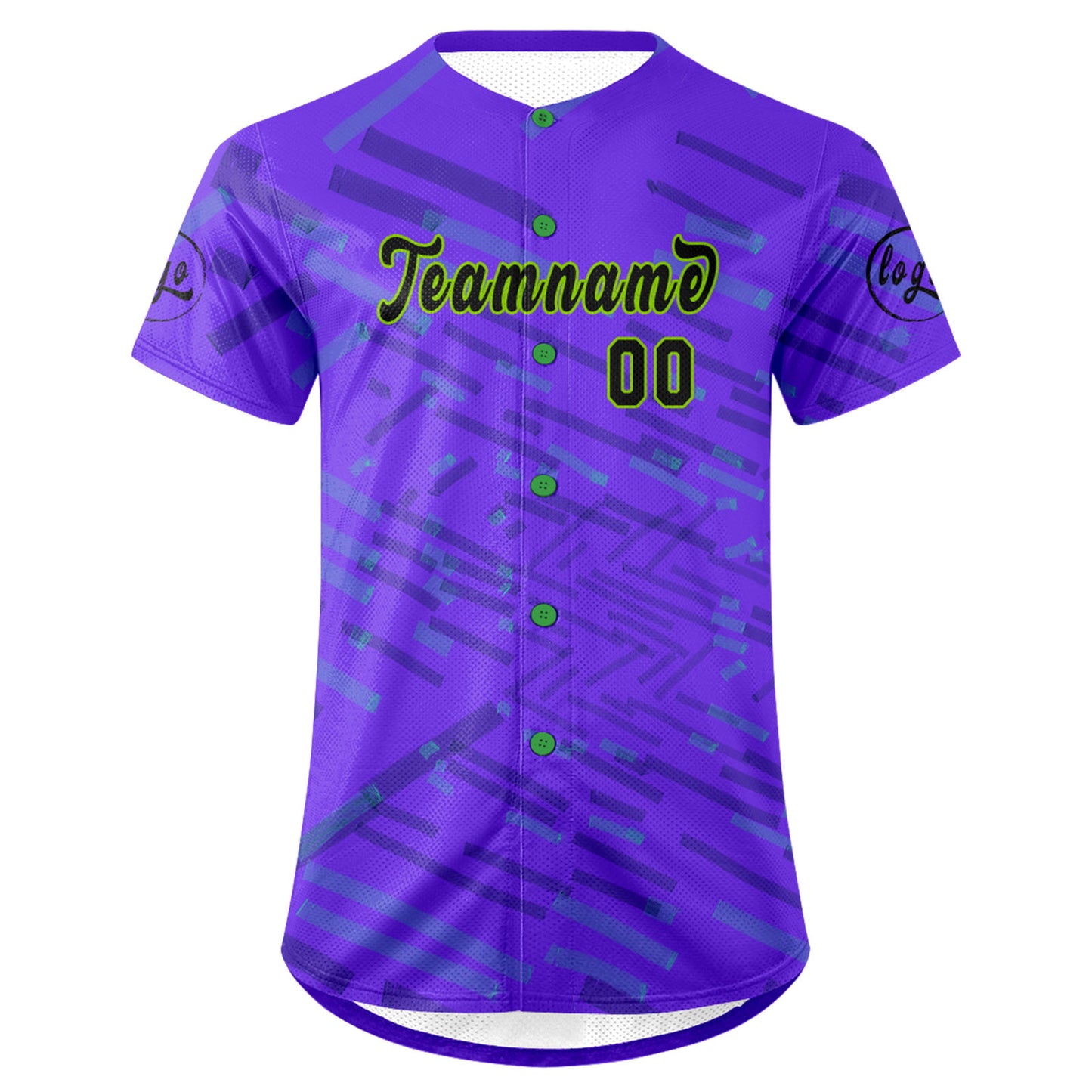 Custom Purple Green Baseball Jersey Personalized Gradient Team Uniforms Shirt with Name Number