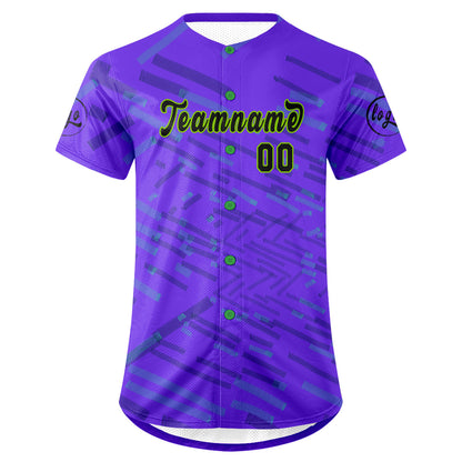 Custom Purple Green Baseball Jersey Personalized Gradient Team Uniforms Shirt with Name Number