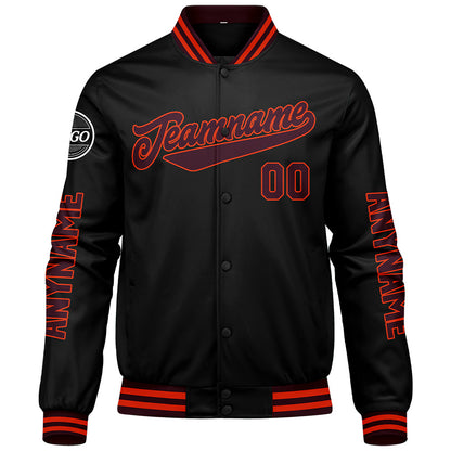 Custom Marroon Black Orange Varsity Jackets for Men Women Youth Personalized Letterman Jackets