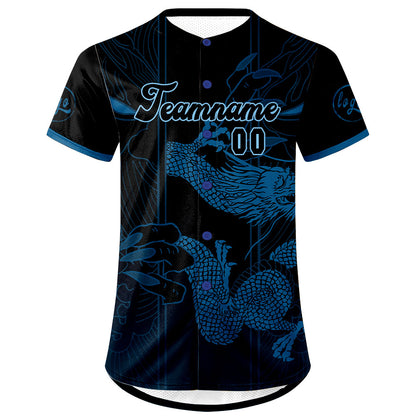 Custom Blue Black Baseball Jersey Personalized Gradient Team Uniforms Shirt with Name Number