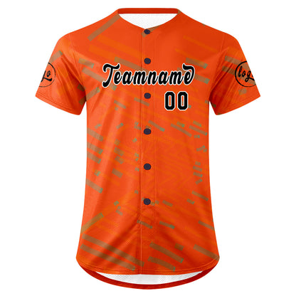 Custom Orange Black Baseball Jersey Personalized Gradient Team Uniforms Shirt with Name Number