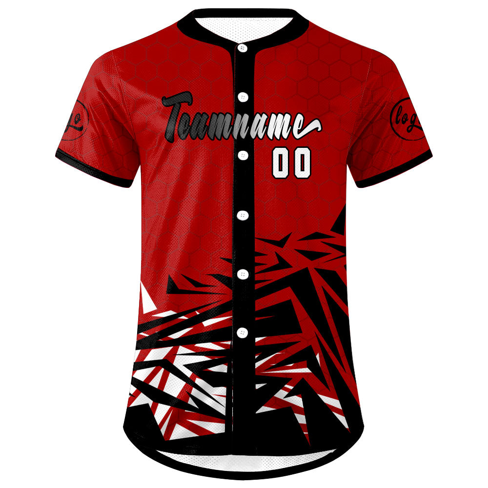 Custom Red Black Baseball Jersey Personalized Gradient Team Uniforms Shirt with Name Number