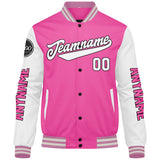 Custom Pink White Varsity Jackets for Men Women Youth Personalized Letterman Jackets