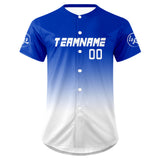 Custom White Blue Baseball Jersey Personalized Gradient Team Uniforms Shirt with Name Number