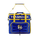 Custom Blue Yellow Double Layer Insulated Cooler Bag - 600D Oxford Waterproof Picnic Tote for Camping, Hiking & BBQ - Large Capacity Thermal Lunch Bag