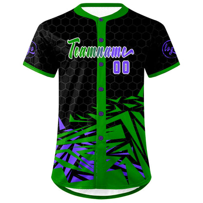 Custom Black Green Baseball Jersey Personalized Gradient Team Uniforms Shirt with Name Number