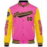 Custom Pink Yellow Black Varsity Jackets for Men Women Youth Personalized Letterman Jackets