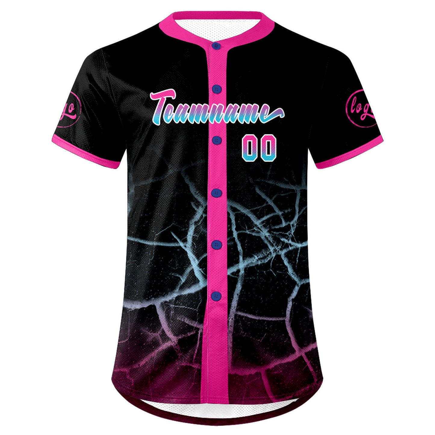 Custom Black Pink Blue Baseball Jersey Personalized Gradient Team Uniforms Shirt with Name Number