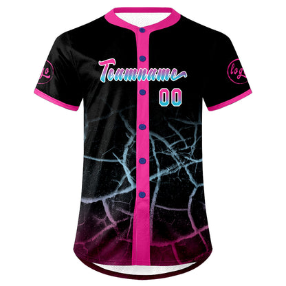 Custom Black Pink Blue Baseball Jersey Personalized Gradient Team Uniforms Shirt with Name Number