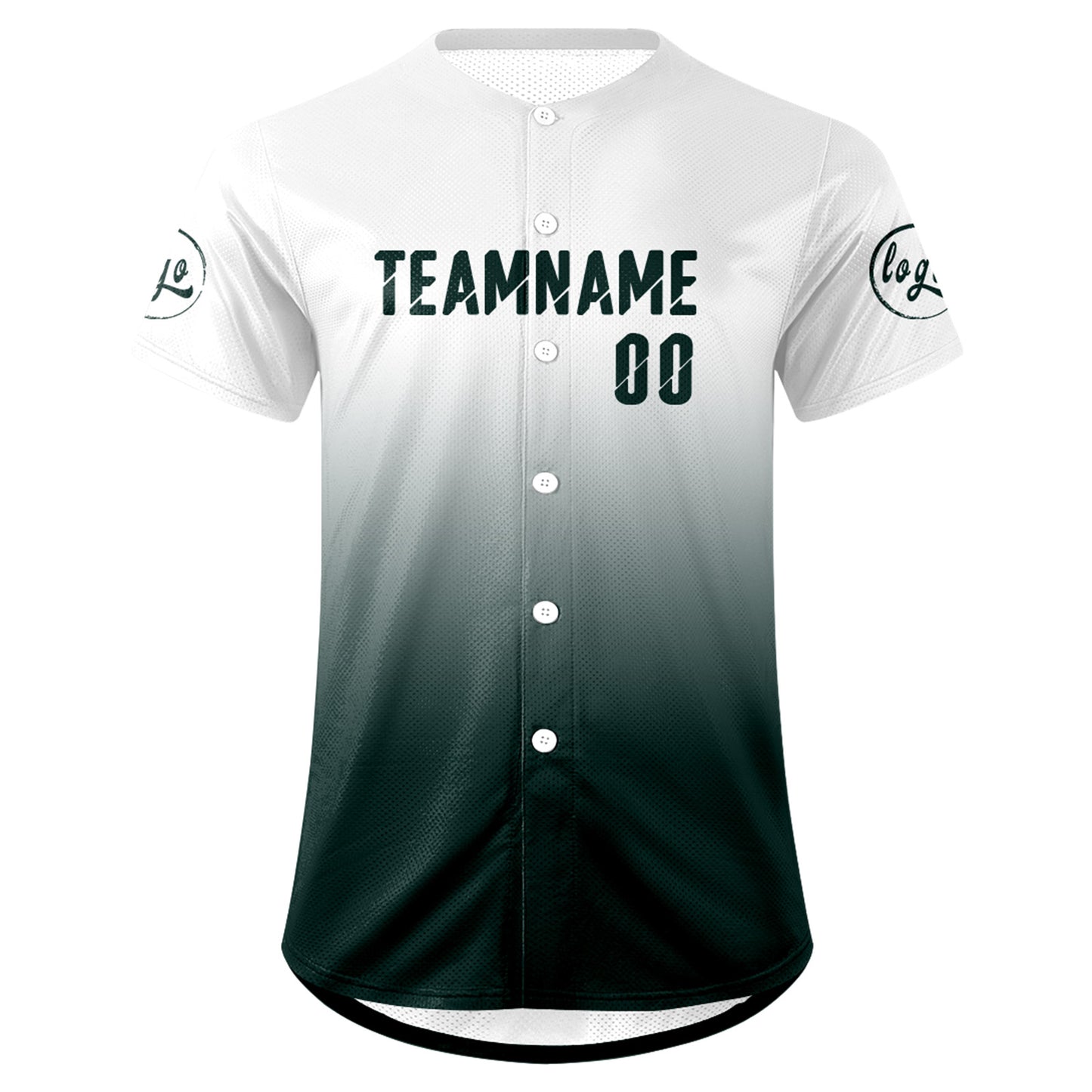 Custom White Dark Green Baseball Jersey Personalized Gradient Team Uniforms Shirt with Name Number