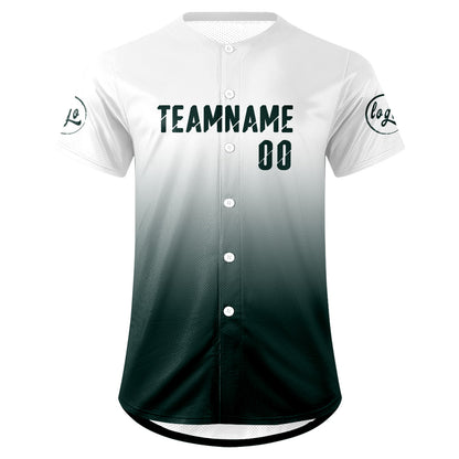 Custom White Dark Green Baseball Jersey Personalized Gradient Team Uniforms Shirt with Name Number